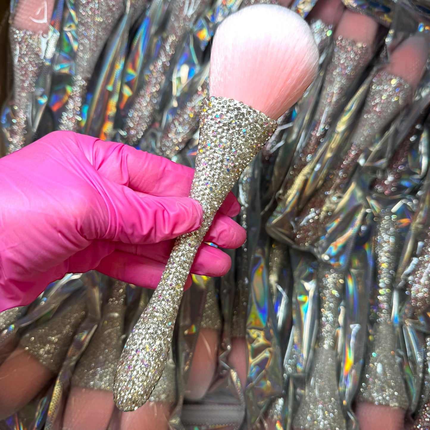 Silver Bling Dust Brush – Crystal Handle Nail Cleaning Brush - JTessentials
