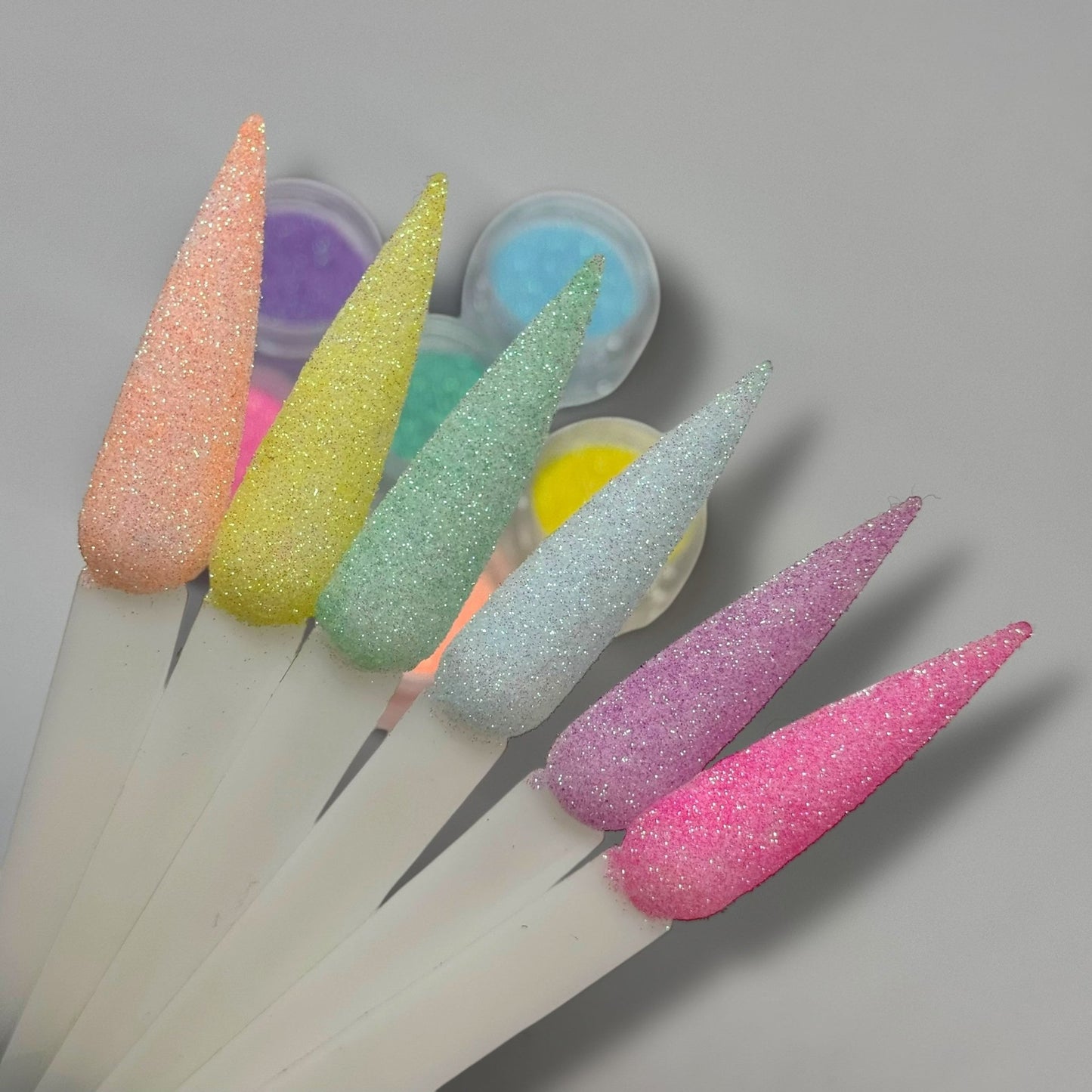Spring Pastel Glitter Powder Set – 6pc Soft Sparkle Nail Art Collection - JTessentials