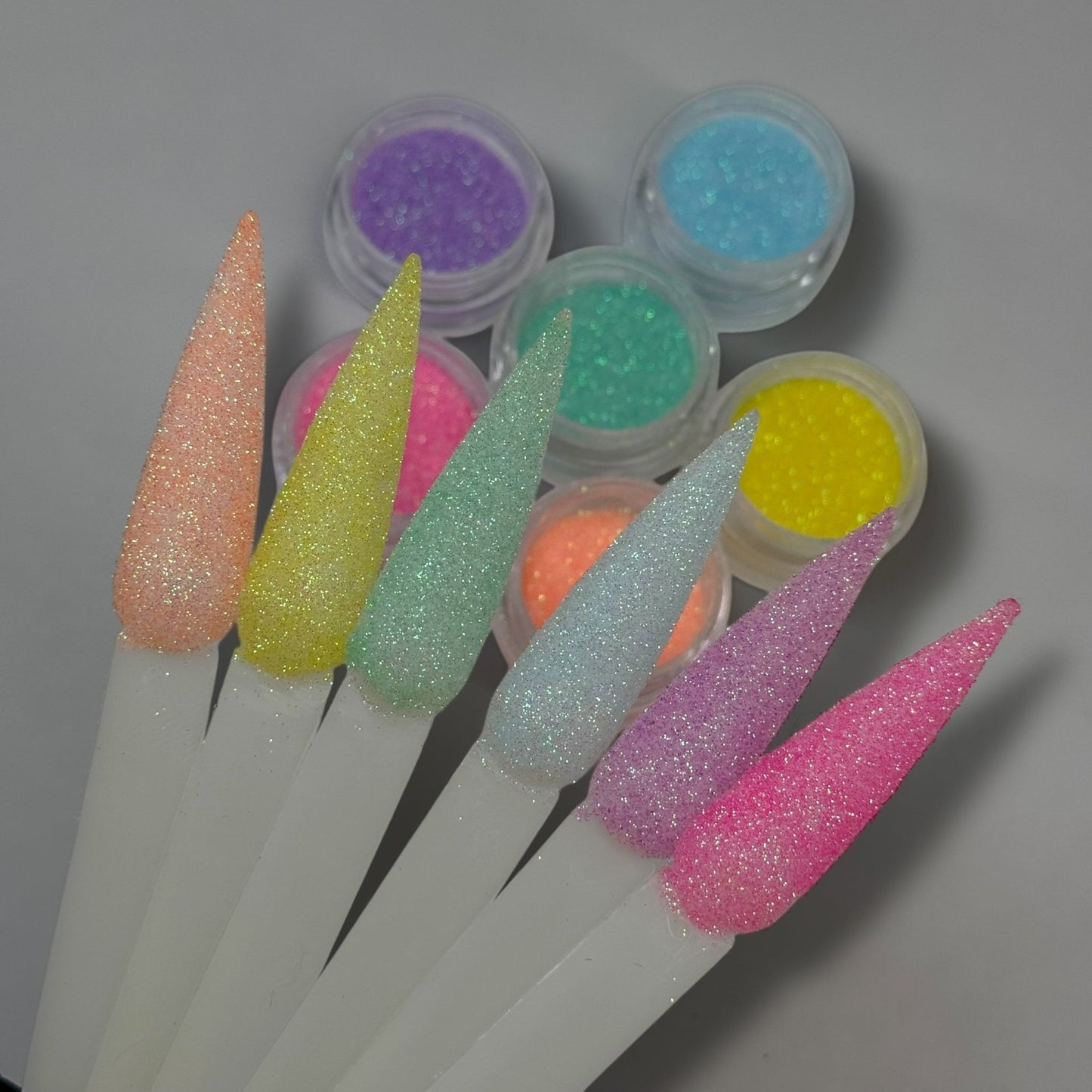 Spring Pastel Glitter Powder Set – 6pc Soft Sparkle Nail Art Collection - JTessentials