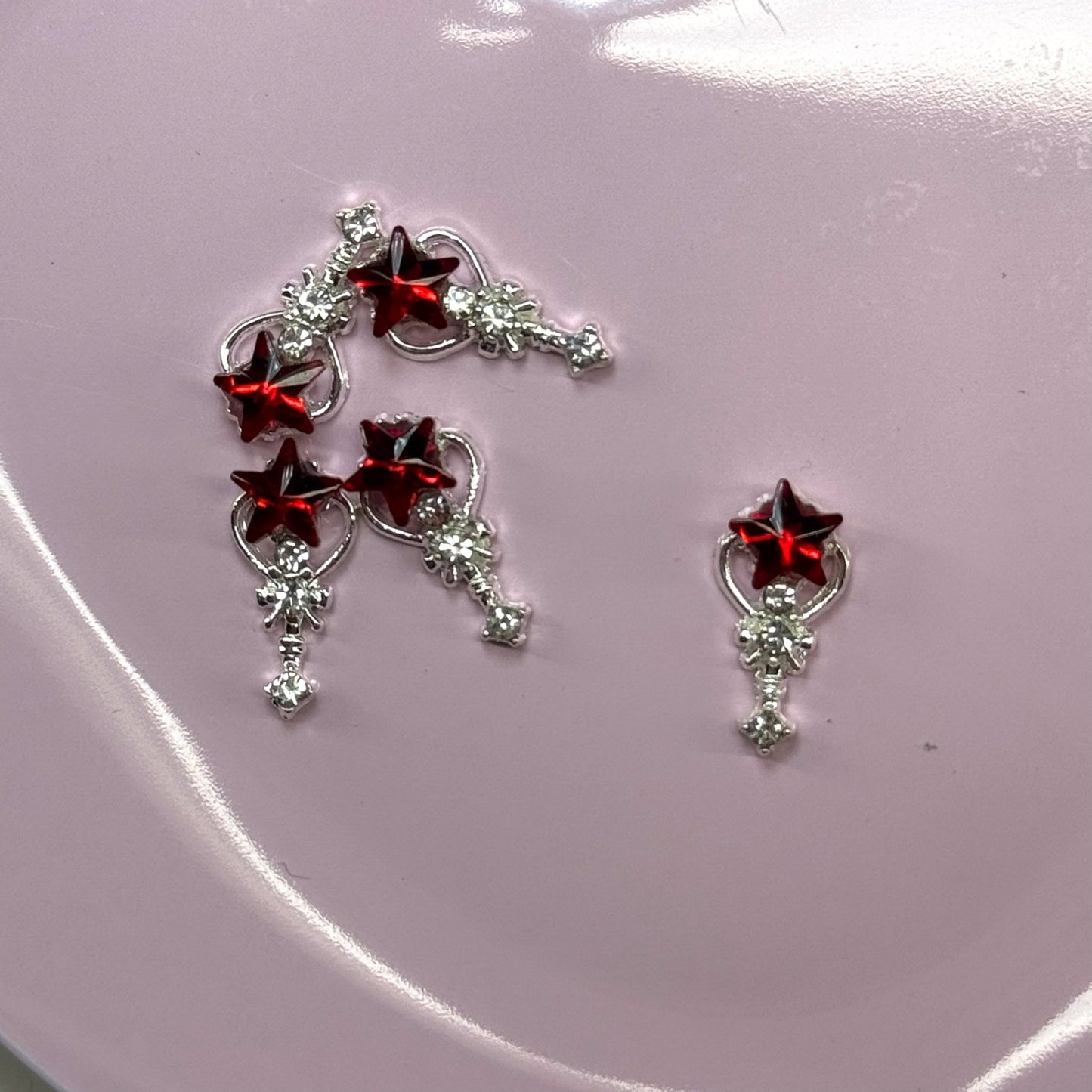 Star red and Silver Nail Charms - Perfect for Valentine’s Nail Art - JTessentials