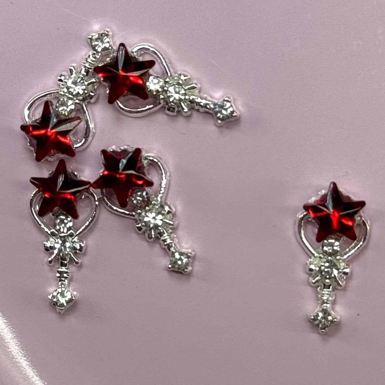 Star red and Silver Nail Charms - Perfect for Valentine’s Nail Art - JTessentials