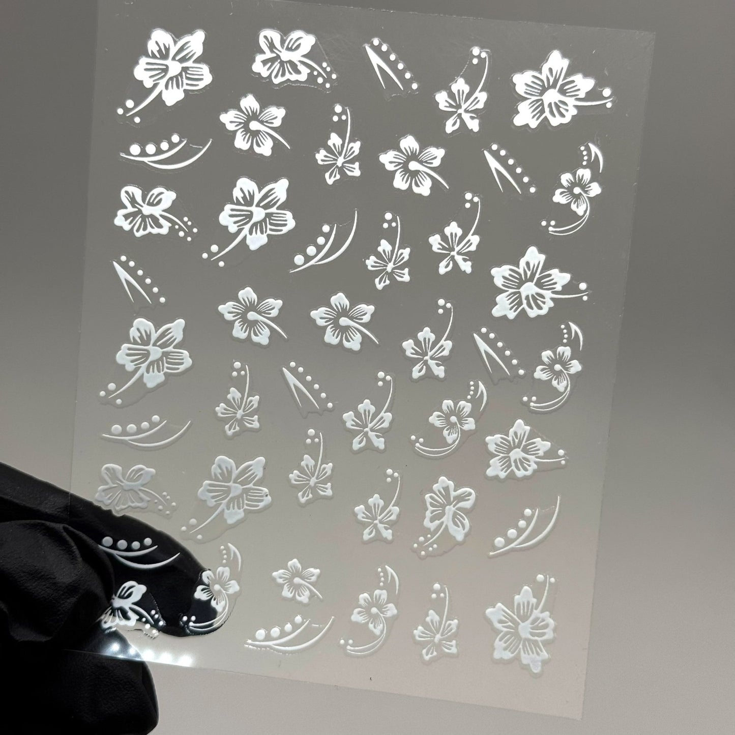 WHITE Hibiscus Flower Nail Stickers – Tropical Summer Nail Decals - JTessentials
