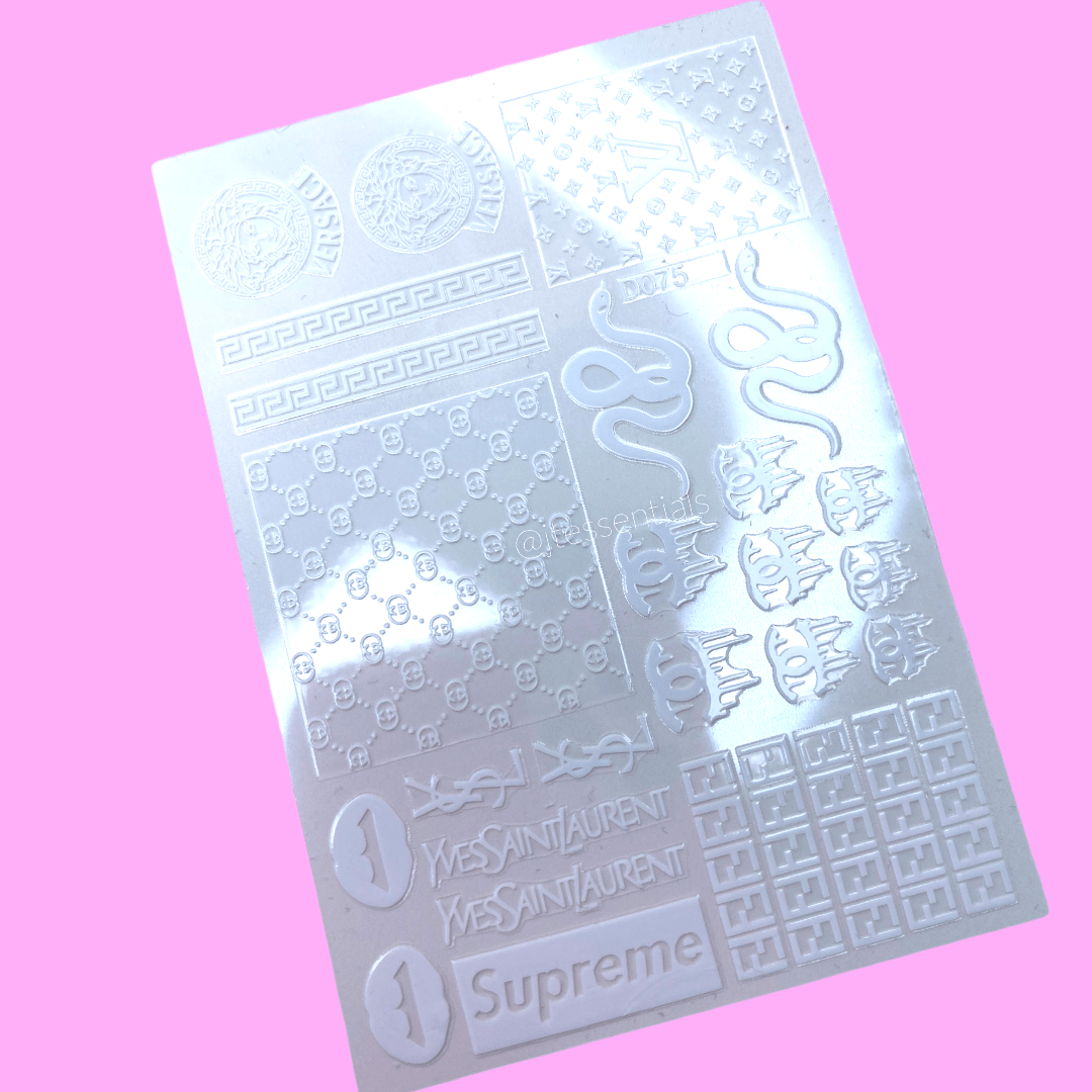 White Luxurious Brands Lips & Snake Sticker D075 - 2 - JTessentials