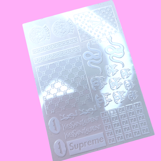 White Luxurious Brands Lips & Snake Sticker D075 - 2 - JTessentials