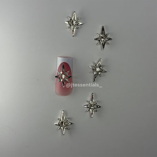 001 Silver Star Nail charms - JTessentials