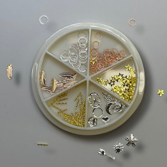 002 variety color Nail Art Decoration – 12 (Stars, feather,Circle Mix) for Nail Design - JTessentials