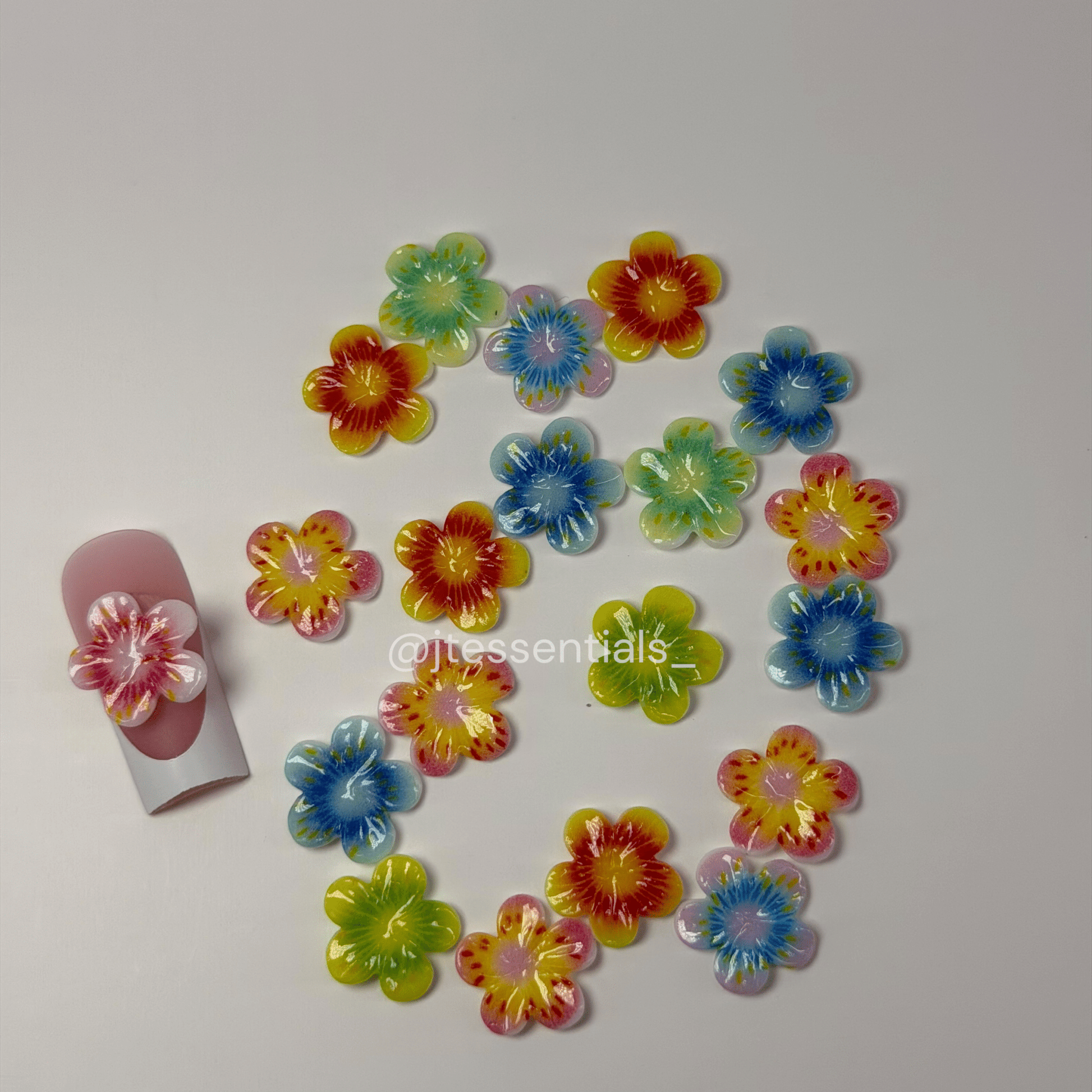 01 - 3D Flower Nail Charms – Colorful Nail Art - JTessentials