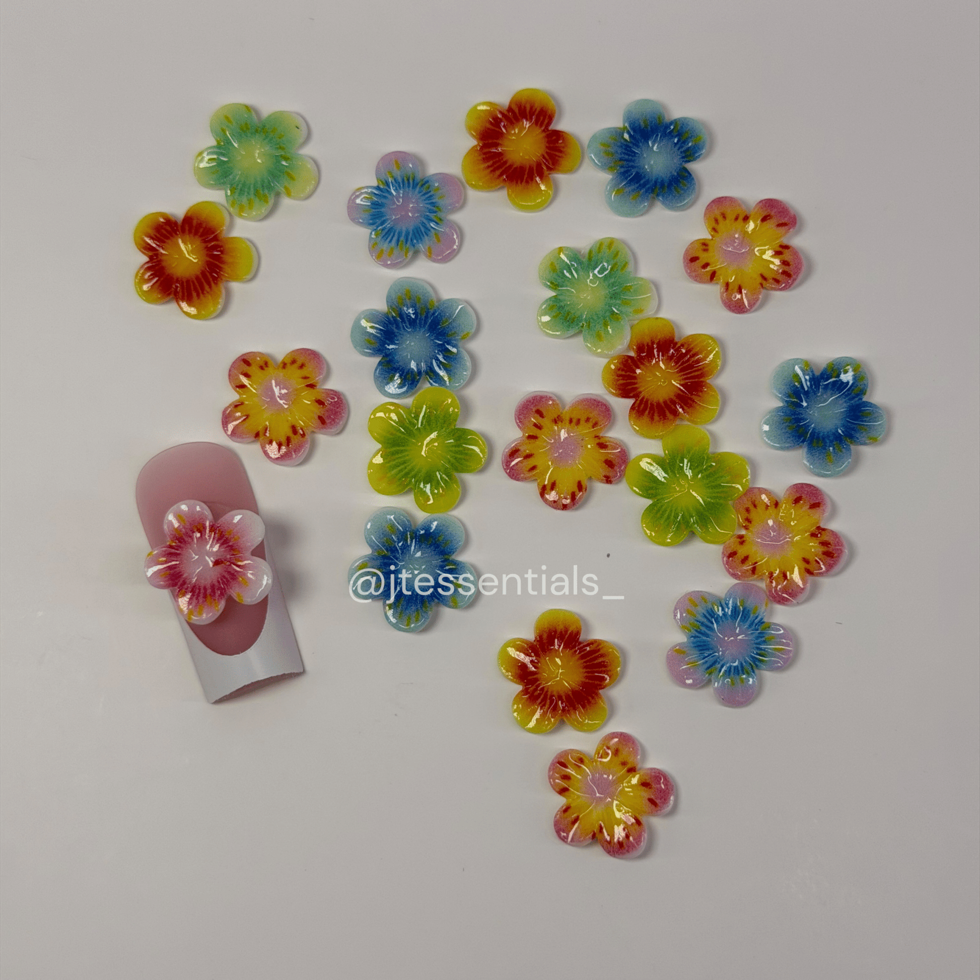 01 - 3D Flower Nail Charms – Colorful Nail Art - JTessentials