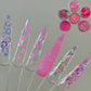 01| 6 - Piece Glitter Nail Art Set - Pink Heart Decorations for Stunning Designs - JTessentials