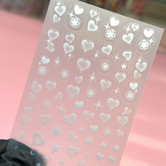 01 Air brush Effect Heart & Star Nail Airbrush Sticker Sheet - Perfect for Nail Art Designs - JTessentials