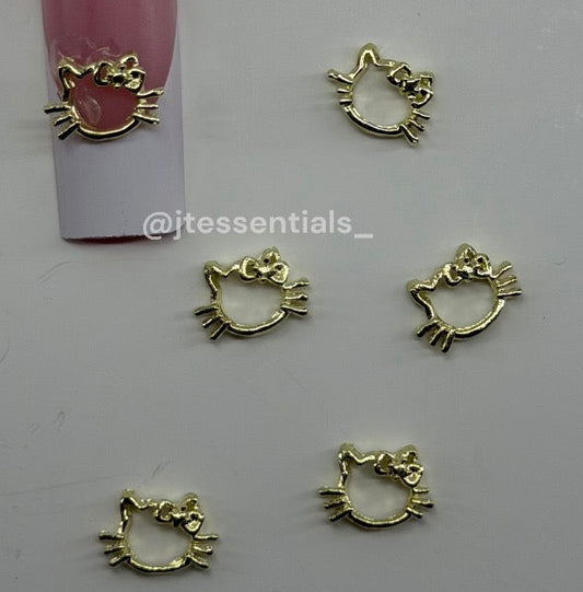 01 - Gold Nail charms kitty - JTessentials