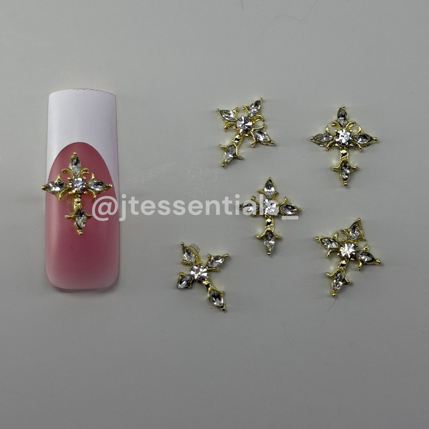 02 Gold Cross Nail Charms – (aprox 6 pcs) - JTessentials