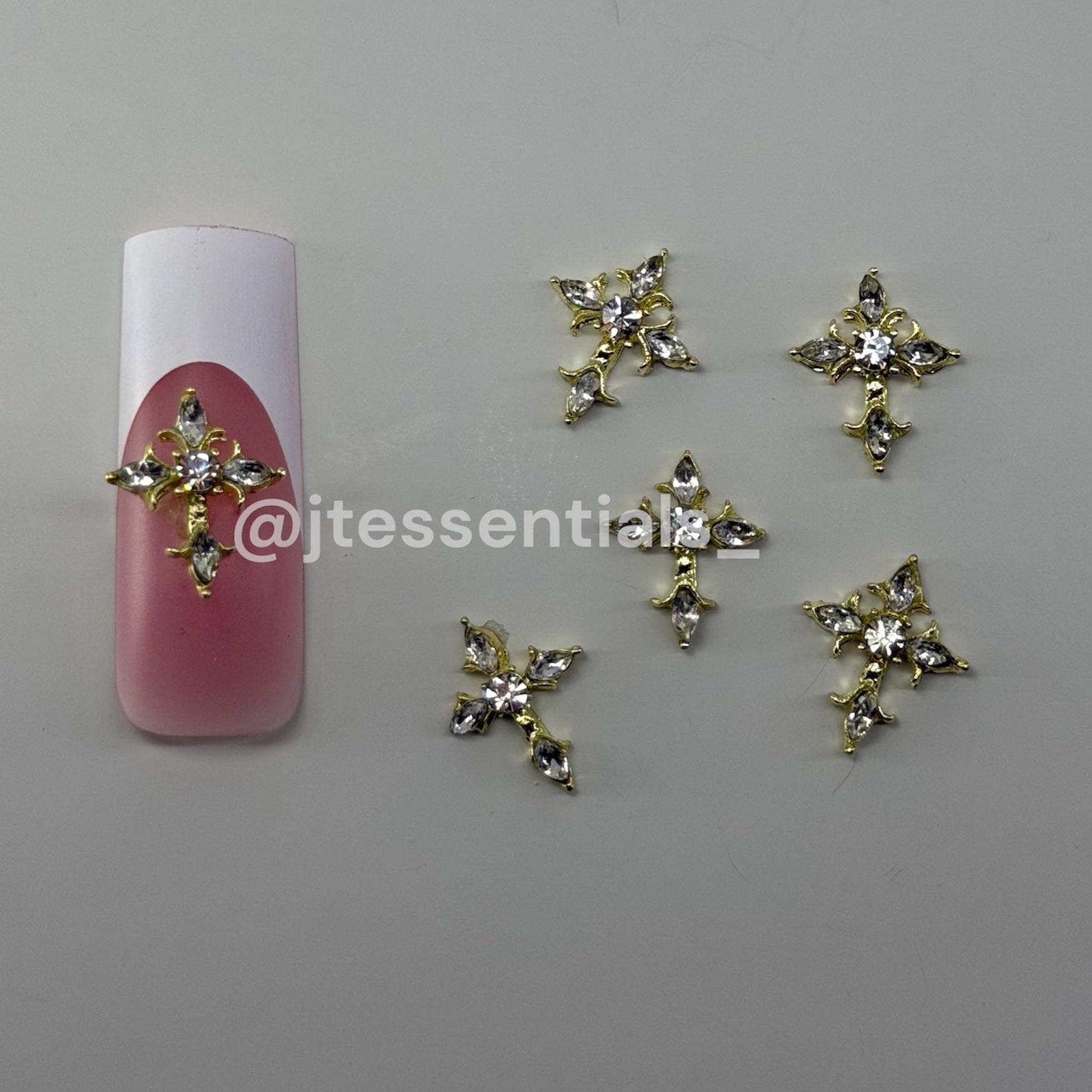 02 Gold Cross Nail Charms – (aprox 6 pcs) - JTessentials