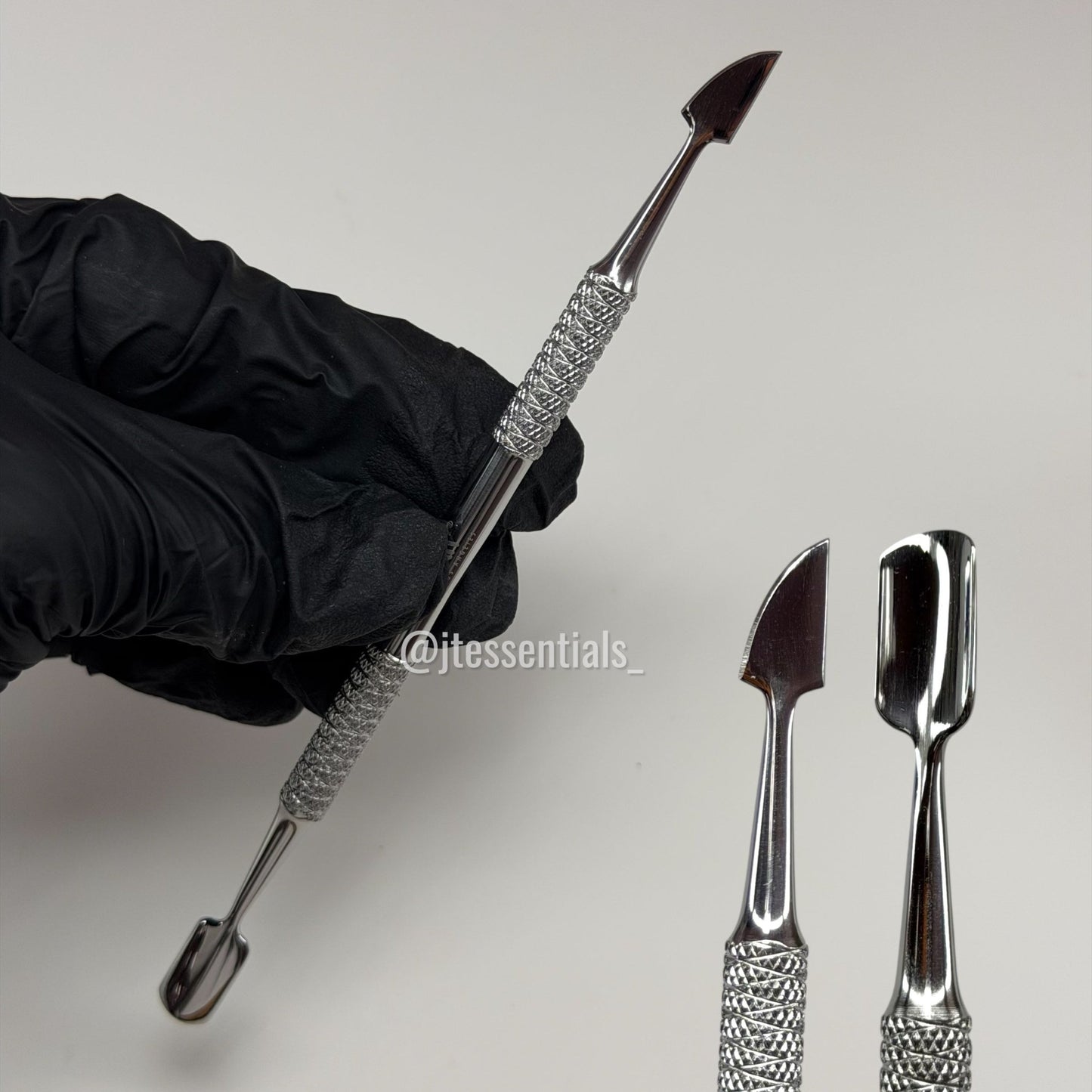 02 Stainless Steel Cuticle Pusher Set – Professional Nail Prep Tool - JTessentials