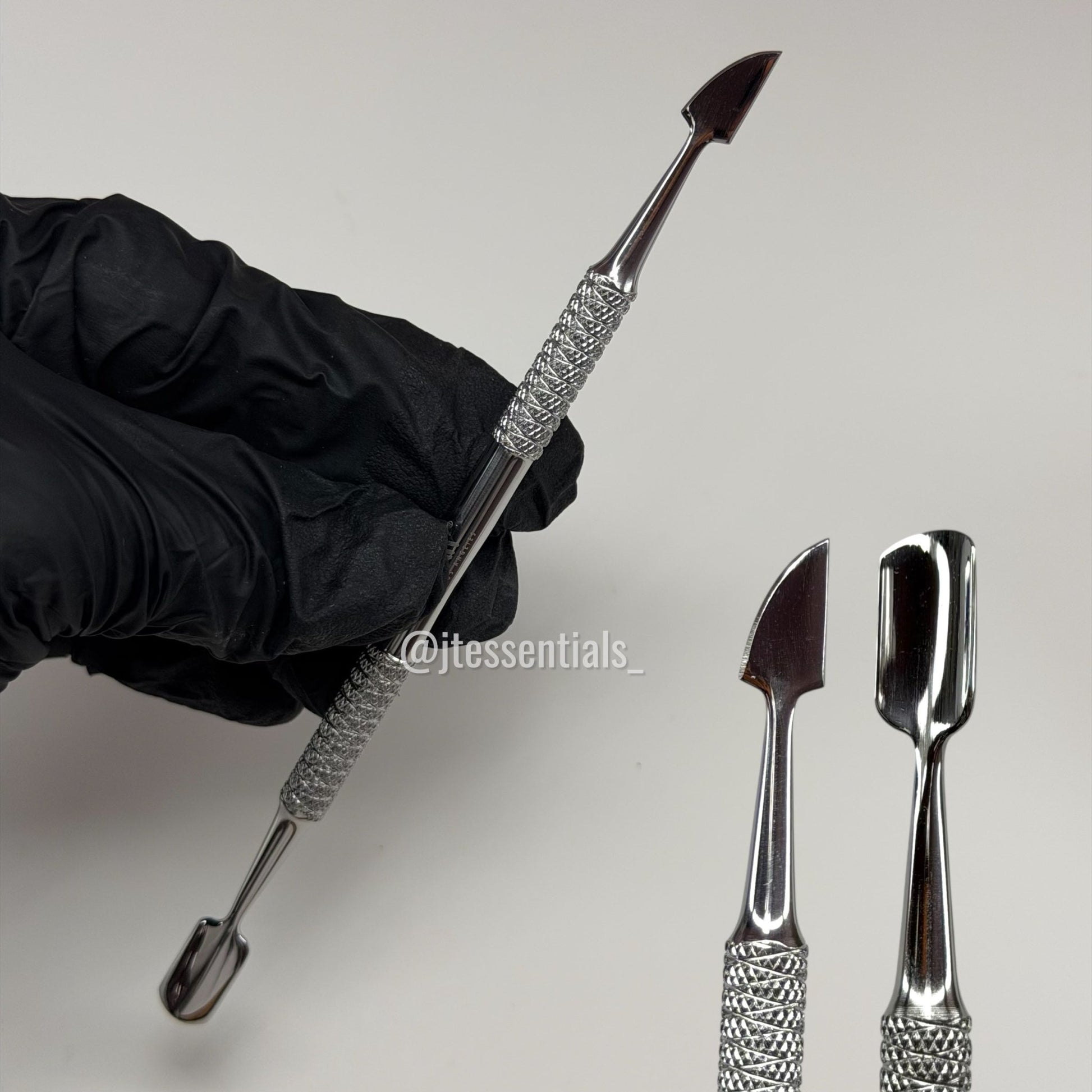 02 Stainless Steel Cuticle Pusher Set – Professional Nail Prep Tool - JTessentials
