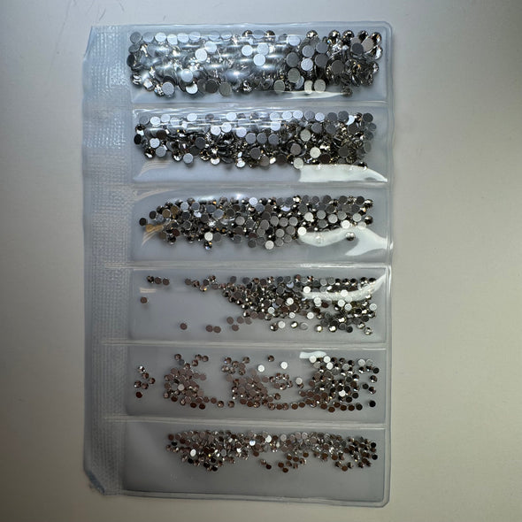 Silver rhinestone flat back- 6 grit pack of crystals for nail decoration