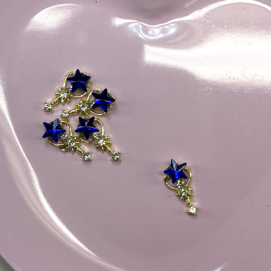 Star Blue and Gold Nail Charms- Perfect for Valentine’s Nail Art