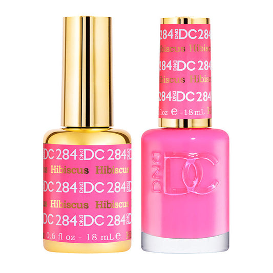 Hibiscus #284 DC Gel Duo – Vibrant Hot Pink Gel Polish + Matching Lacquer | Bold Summer Nails