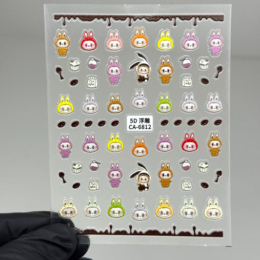 6812 LABUBU Nail Art Stickers – Cute Cartoon Self