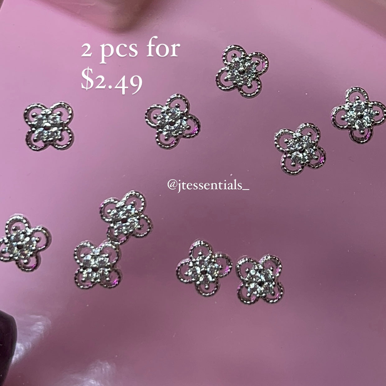 2 silver clover charms-  high quality