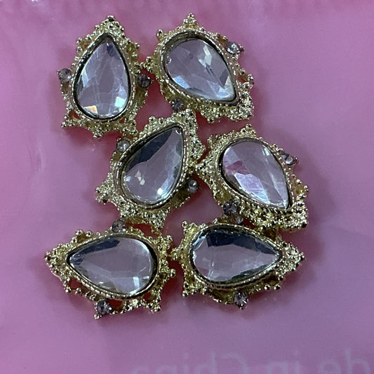 5 PCs White tear Drop shape nail charm