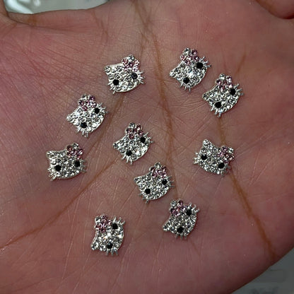 10 PC BLING kitty Nail Charm•light pink - JTessentials