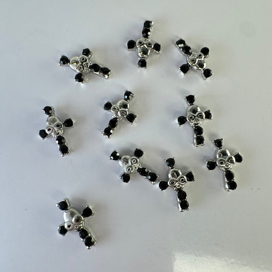 10 pcs Black Cross Nail Charms – Premium Gothic Nail Art Decorations - JTessentials