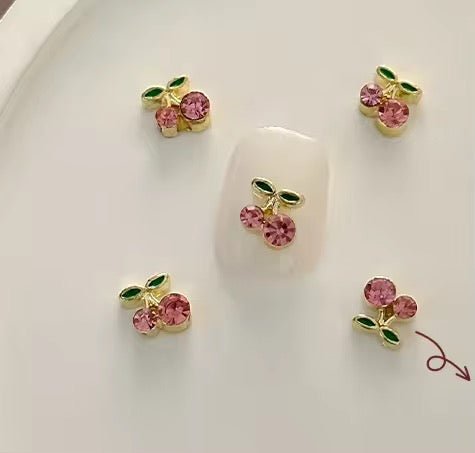 10 pcs Cherry pink Nail Charms - mini Sizes for Stunning Nail Art Designs - JTessentials