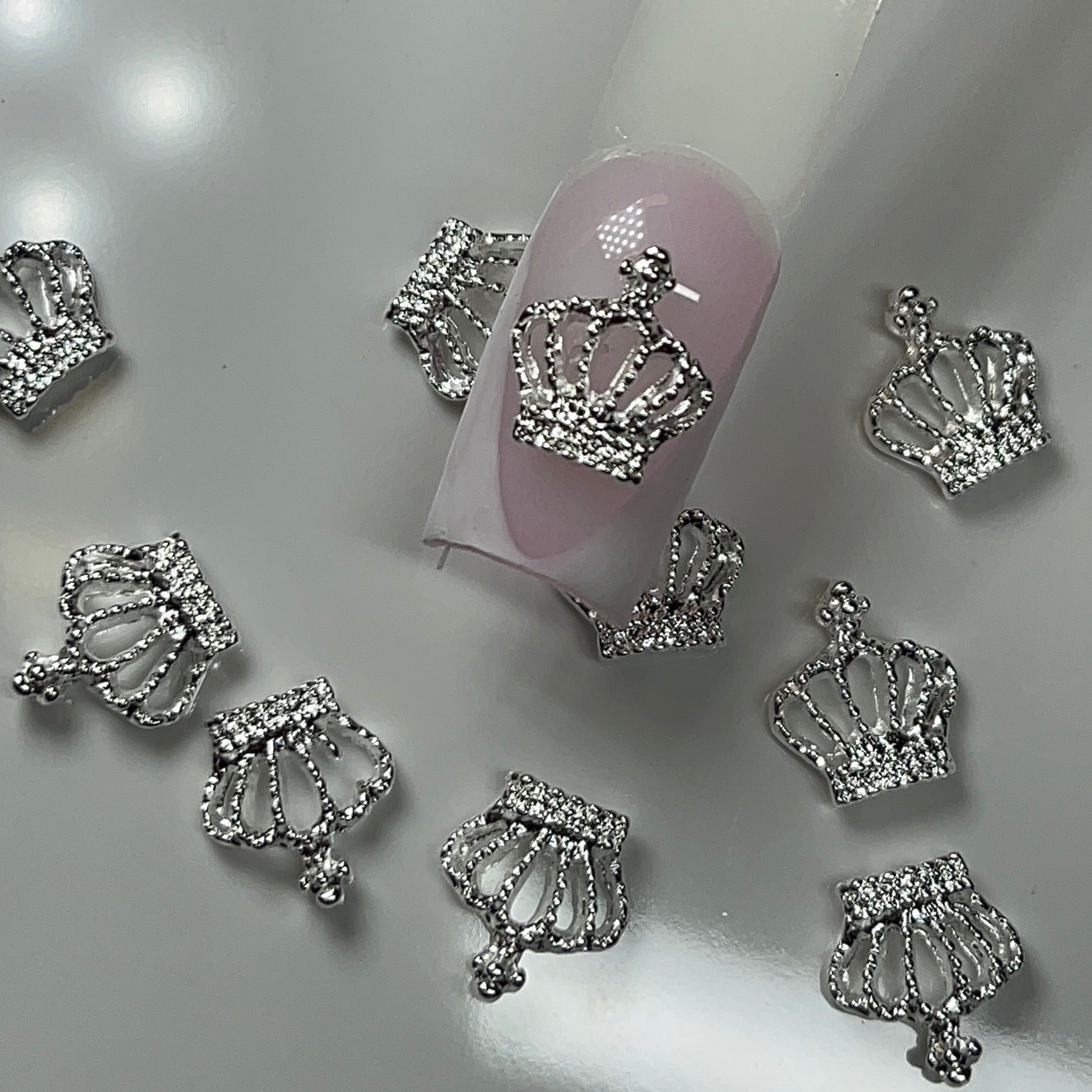 10 PCs CROWN CHARM Nail Charm – Silver - JTessentials
