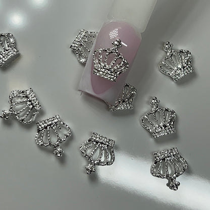 10 PCs CROWN CHARM Nail Charm – Silver - JTessentials