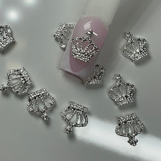 10 PCs CROWN CHARM Nail Charm – Silver - JTessentials
