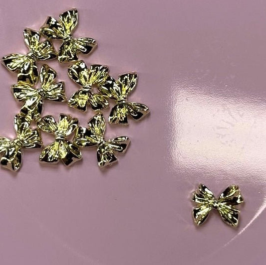 10 Pcs Gold Bow Nail Charms - Style 02 for Elegant Nail Art - JTessentials