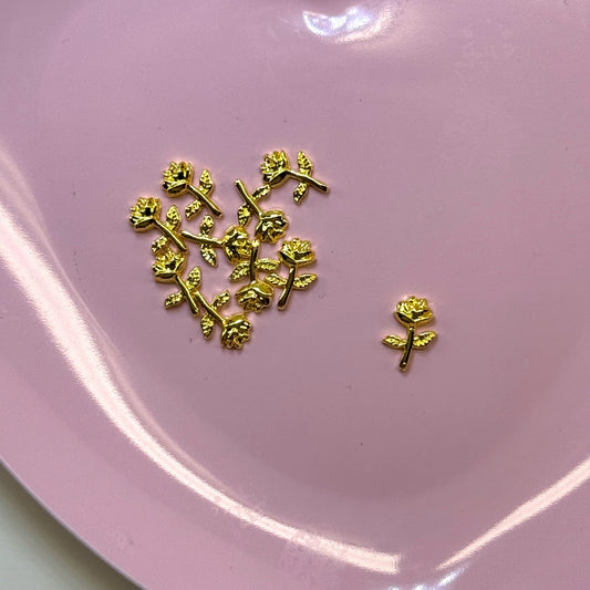 10 Pcs Gold Rose Nail Charms - Elegant Floral Nail Art Accessories - JTessentials