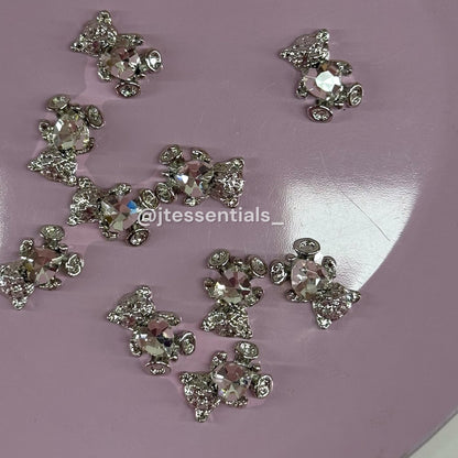 10 pcs - Gold Teddy Bear Heart Nail Charms - JTessentials