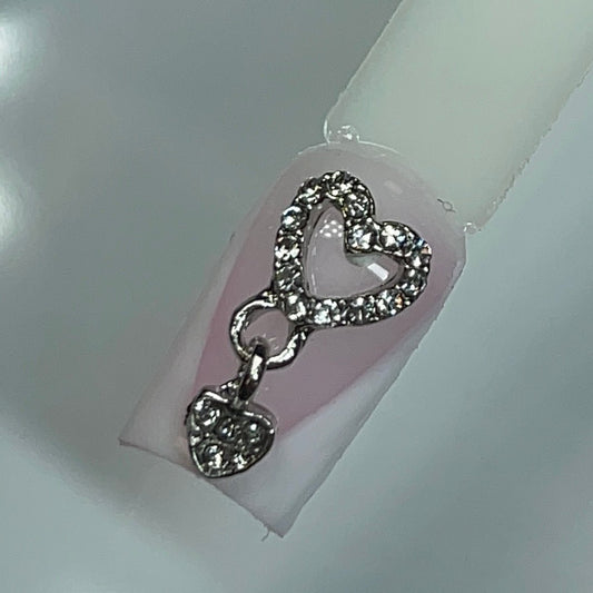 10 PCs - Gray Dangle Heart Charm - JTessentials