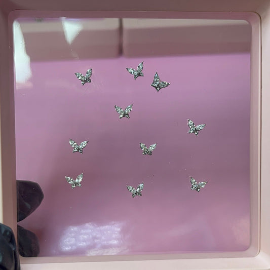 10 PCs mini Crystal butterfly - Silver - JTessentials