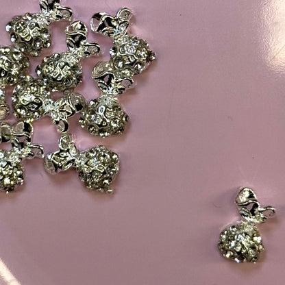 10 pcs Money Bag Bling Nail Charms - Silver - JTessentials
