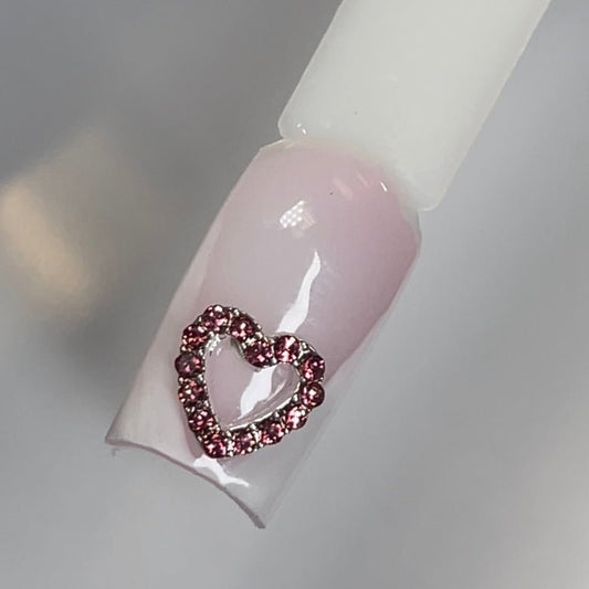 10 PCs pink heart charm outline - JTessentials