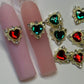10 PCs Red & Green heart nail charm mix - JTessentials