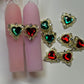 10 PCs Red & Green heart nail charm mix - JTessentials