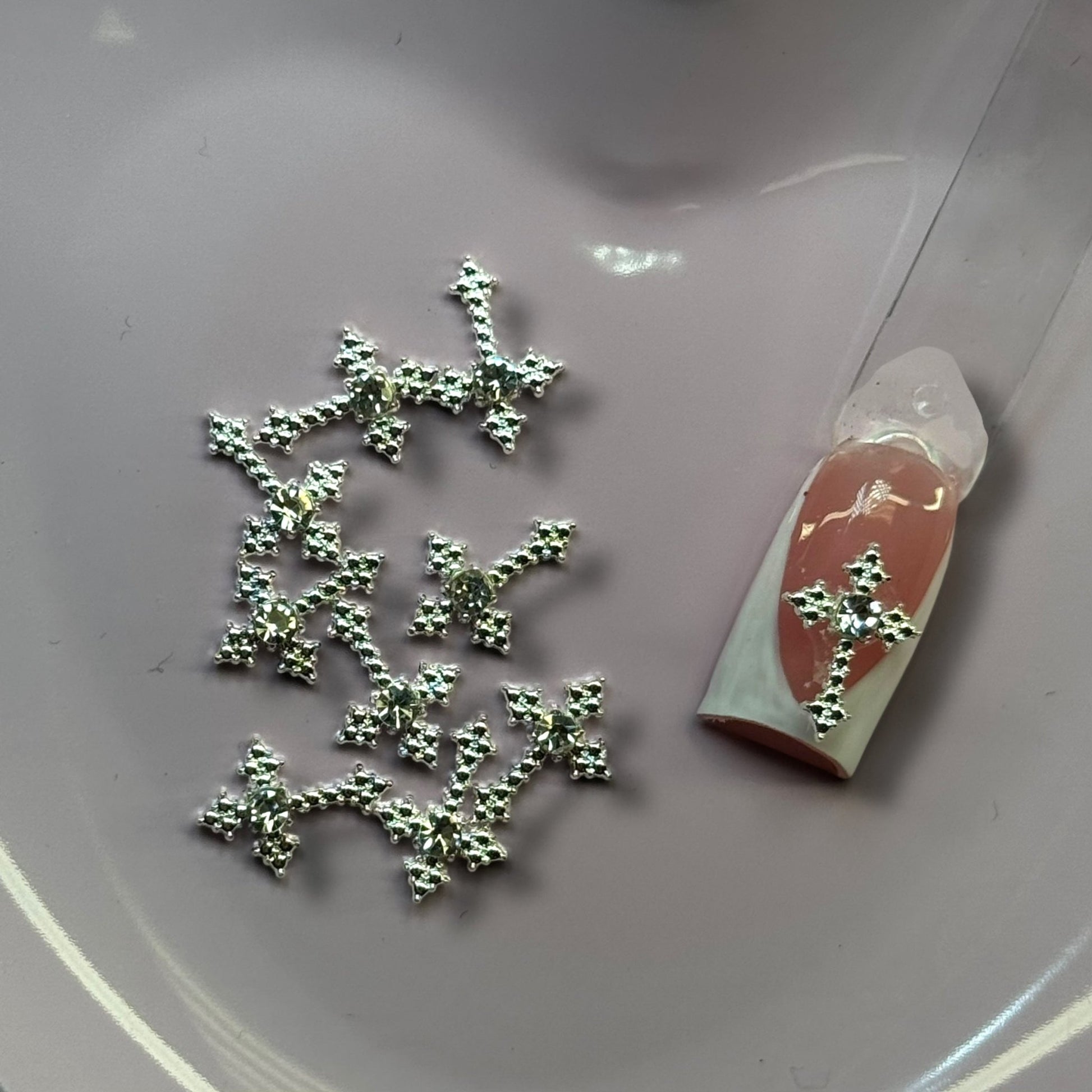 10 Pcs SILVER Cross Nail Charms – Luxury Nail Art Accessories - JTessentials