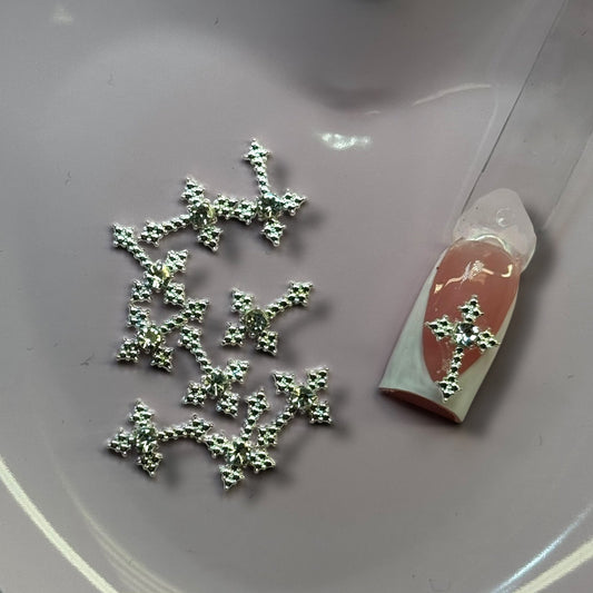 10 Pcs SILVER Cross Nail Charms – Luxury Nail Art Accessories - JTessentials