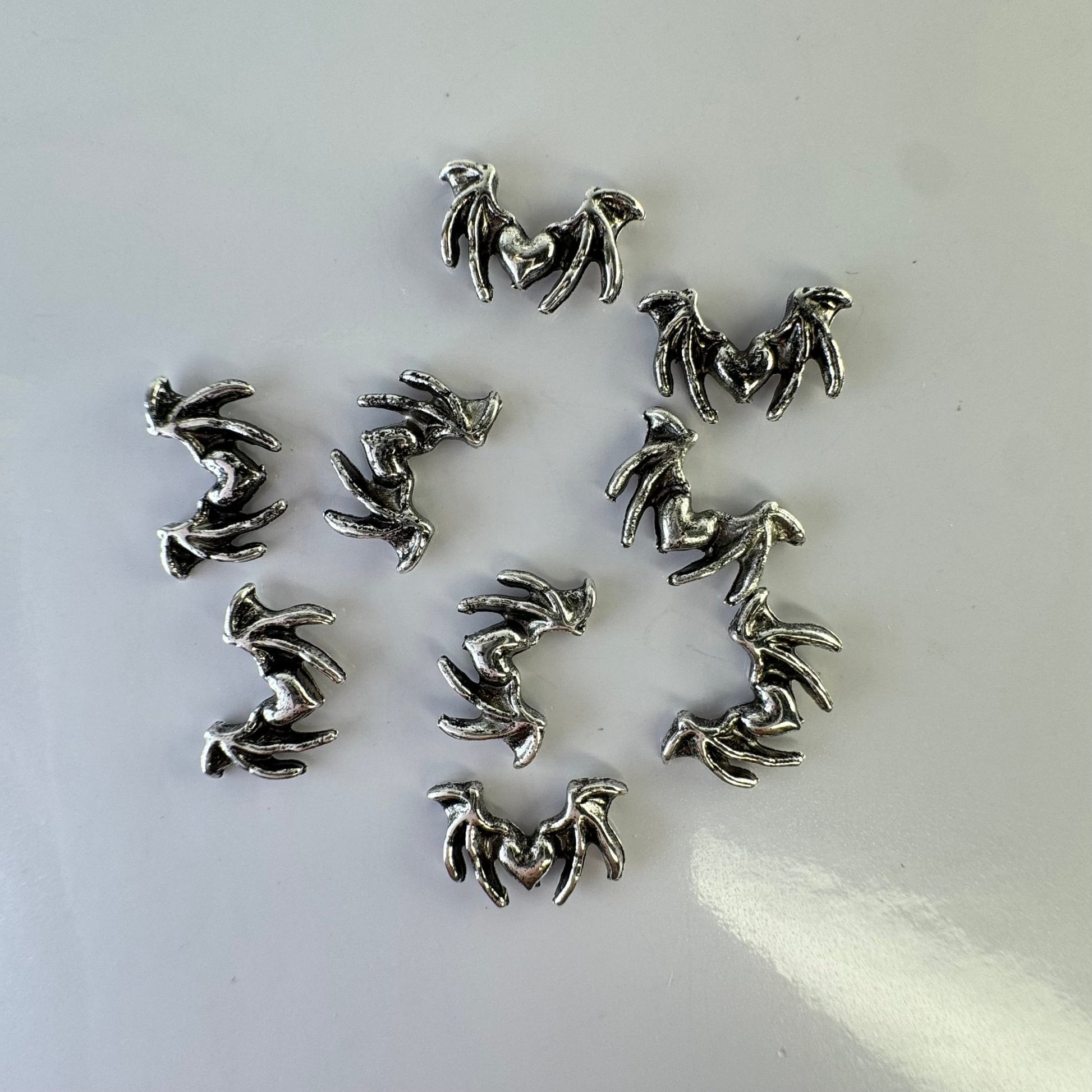 10 pcs silver Metal Lover Bat Nail Charm - Halloween Nail Charm - JTessentials