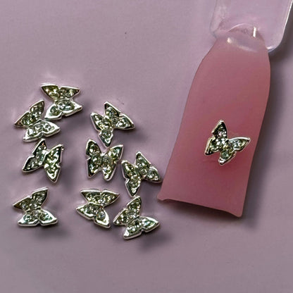 10 pcs SILVER Mini Butterfly Nail Charms – Tiny Butterfly Nail Art - JTessentials