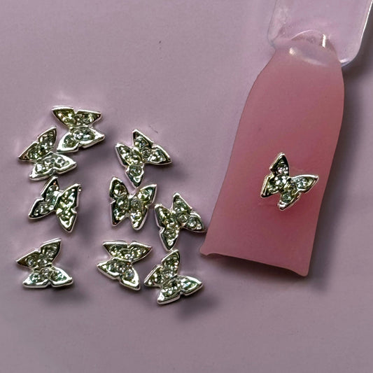 10 pcs SILVER Mini Butterfly Nail Charms – Tiny Butterfly Nail Art - JTessentials