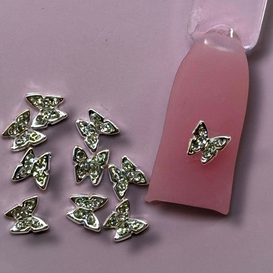 10 pcs SILVER Mini Butterfly Nail Charms – Tiny Butterfly Nail Art - JTessentials