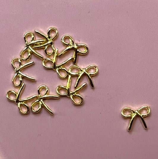 10 Pcs Thin Bow Gold Nail Charms - Elegant & Cute Nail Accessories - JTessentials