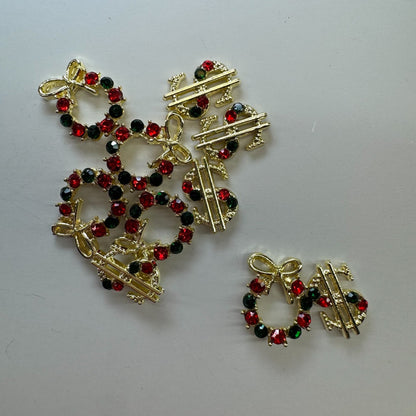 10 - Piece Dollar Sign & Wreath Nail Charms - Red & Green Holiday Set Christmas - JTessentials