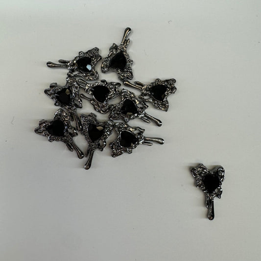 10 - Piece Heart Drip black Nail Charms – Perfect Accent for Nail Art Designs - JTessentials