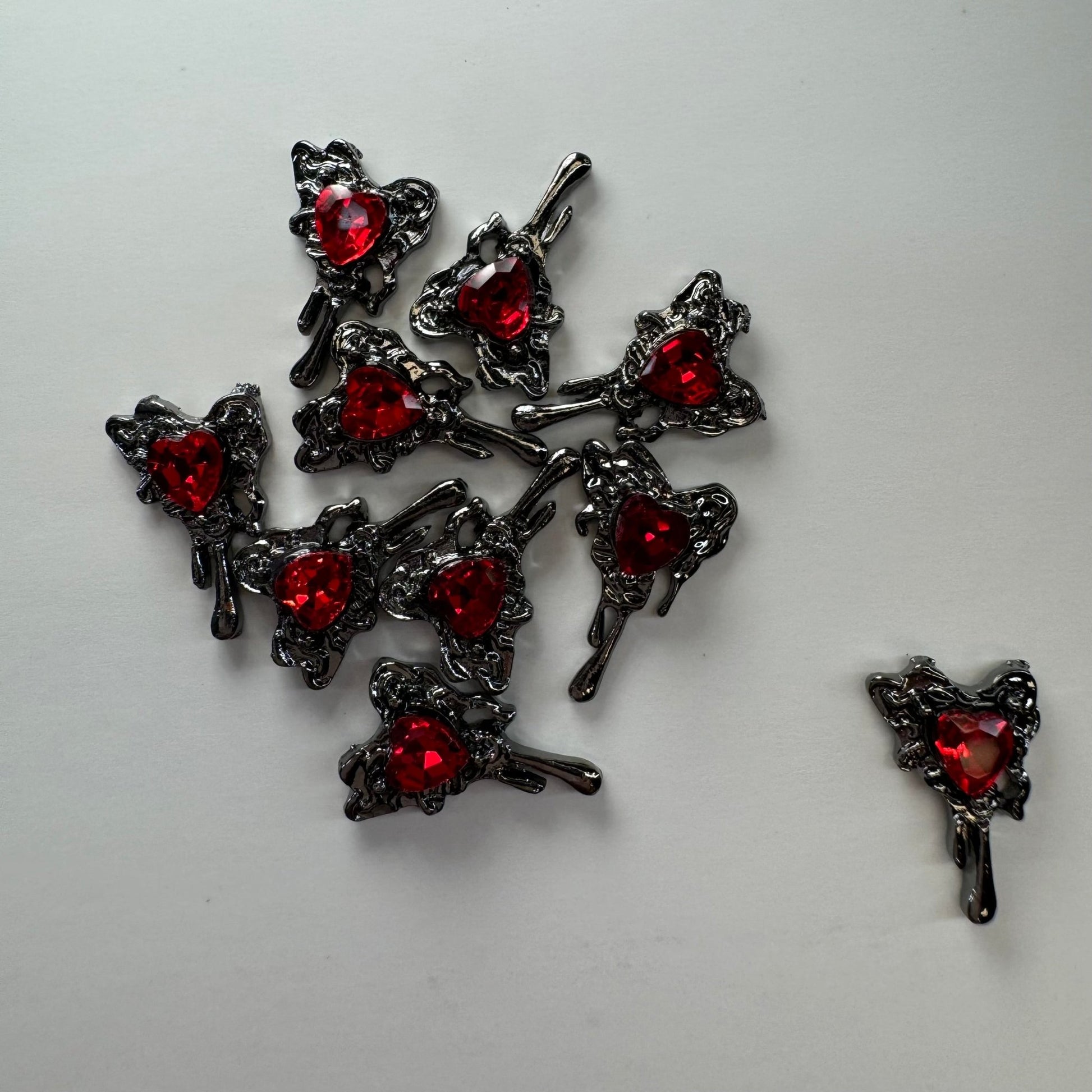 10 - Piece Heart Drip Red Nail Charms – Perfect Accent for Nail Art Designs - JTessentials